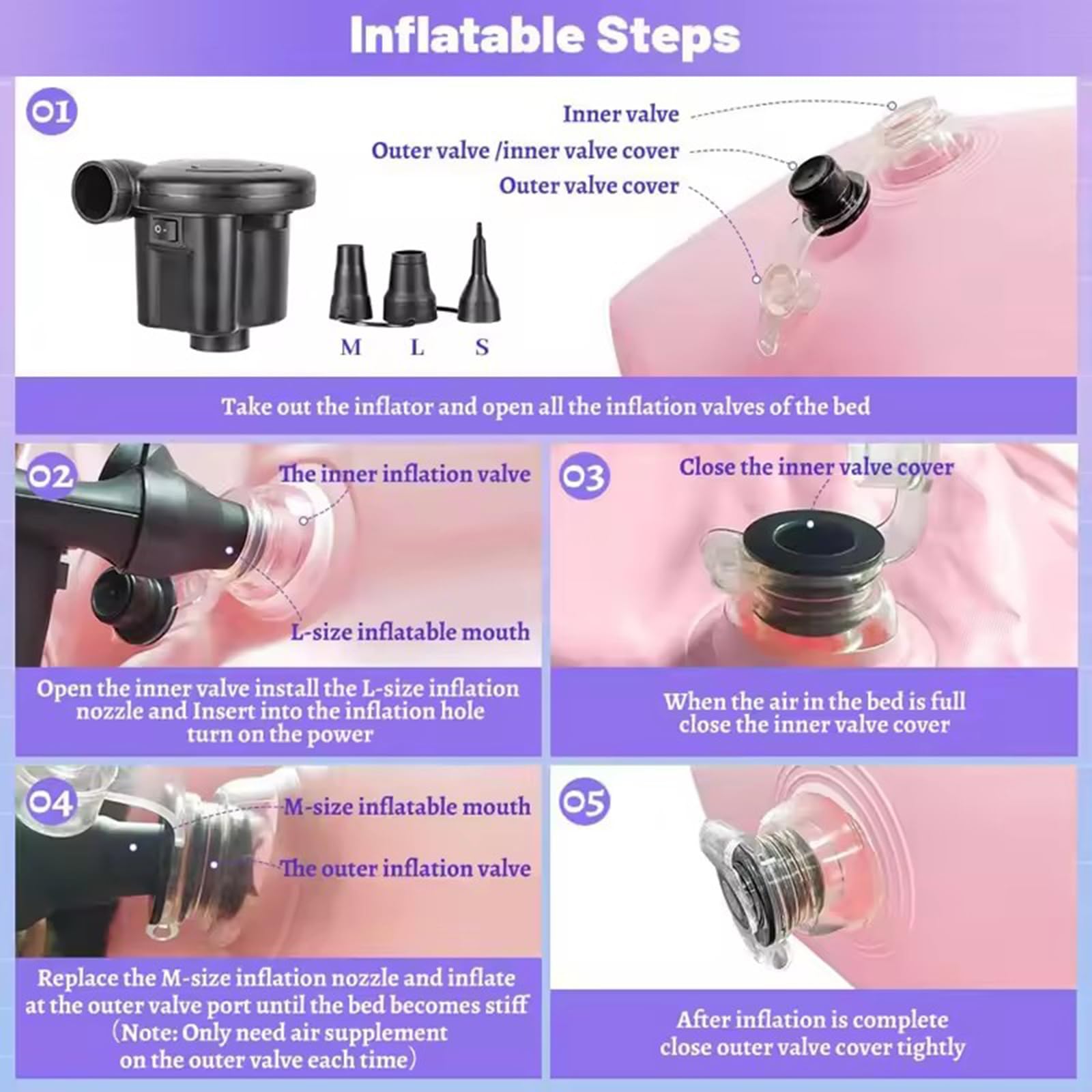 Yogamatte Für Schwangere, Bequeme, Beflockte, Aufblasbare PVC-Matratze Mit Loch, Bequemes Ganzkörperkissen, Schwangerschaftskissen Zum Schlafen,Pink