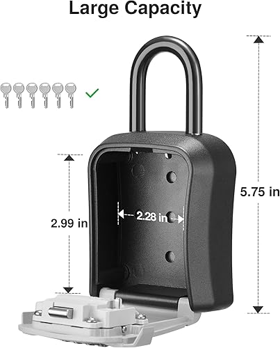 Miniatura 6 de Puroma Caja de seguridad, caja de bloqueo de llave de montaje en pared y caja de seguridad portátil con código reiniciable, caja de seguridad para