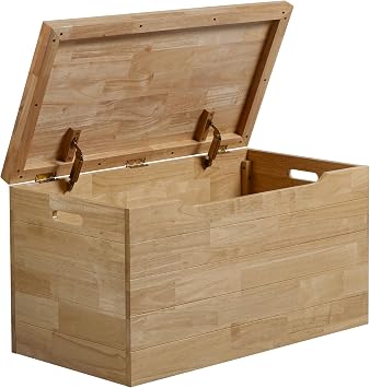 eHemco Heavy-duty Solid Hardwood Box, Storage Trunk, 35.5 by 18.63 by 19.5 Inches, Natural