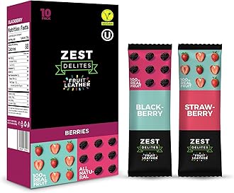 Zest Delites, Dry Fruit Additives, Sugar Free, Pack of 10, Gluten Free, Sugar Free Sweets, Diet Treats, Fruit Bar, Additive-Free, Mixed Dry Snacks, Healthy Treats, Gift Assorted Pack, Strawberry, Blackberry