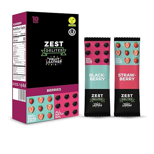 Zest Delites Bocadillos de cuero de fruta, aperitivos saludables veganos sin gluten para adultos y niños, paquete de aperitivos variados, 0.88 onzas