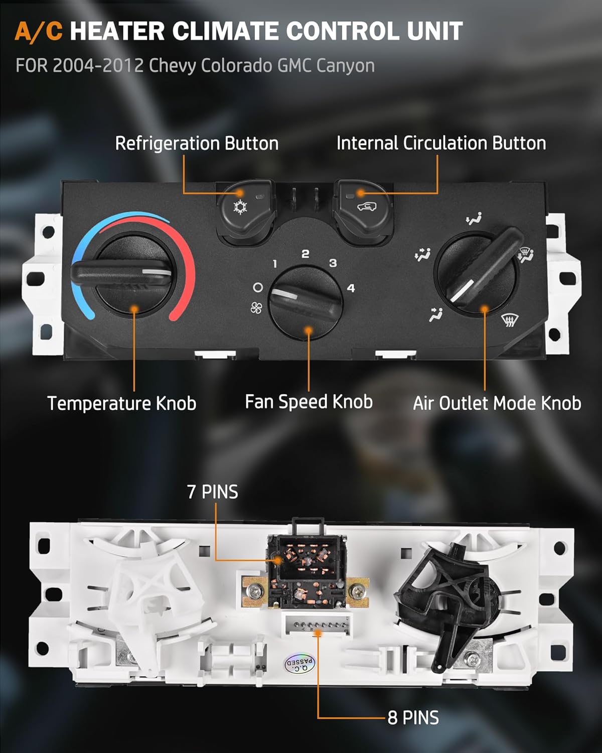 A/C Air and Heater Conditioning Control Switch Panel 15-73870 HVAC Climate Control Module Replacement for 2004-2012 Chevy Colorado GMC Canyon Replaces# 25841856 15113185 15238515 15858833