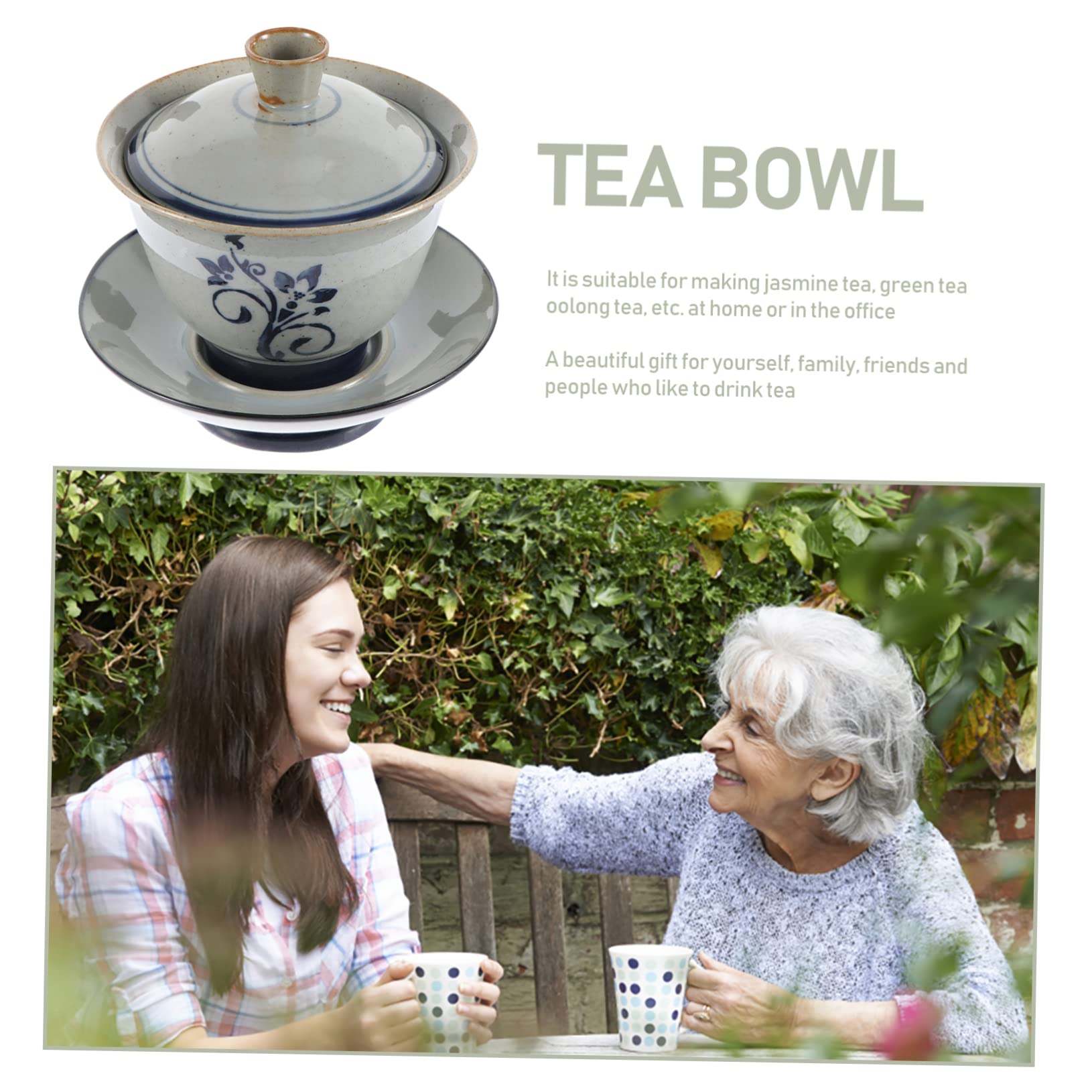 Mobestech 2 Sätze Kung Fu Tea Bowl Teetasse mit Deckel Kung-Fu-Teeschale Teetasse und Untertasse Kung-Fu-Probierbecher aus Porzellan traditionelle chinesische teeschale Keramik