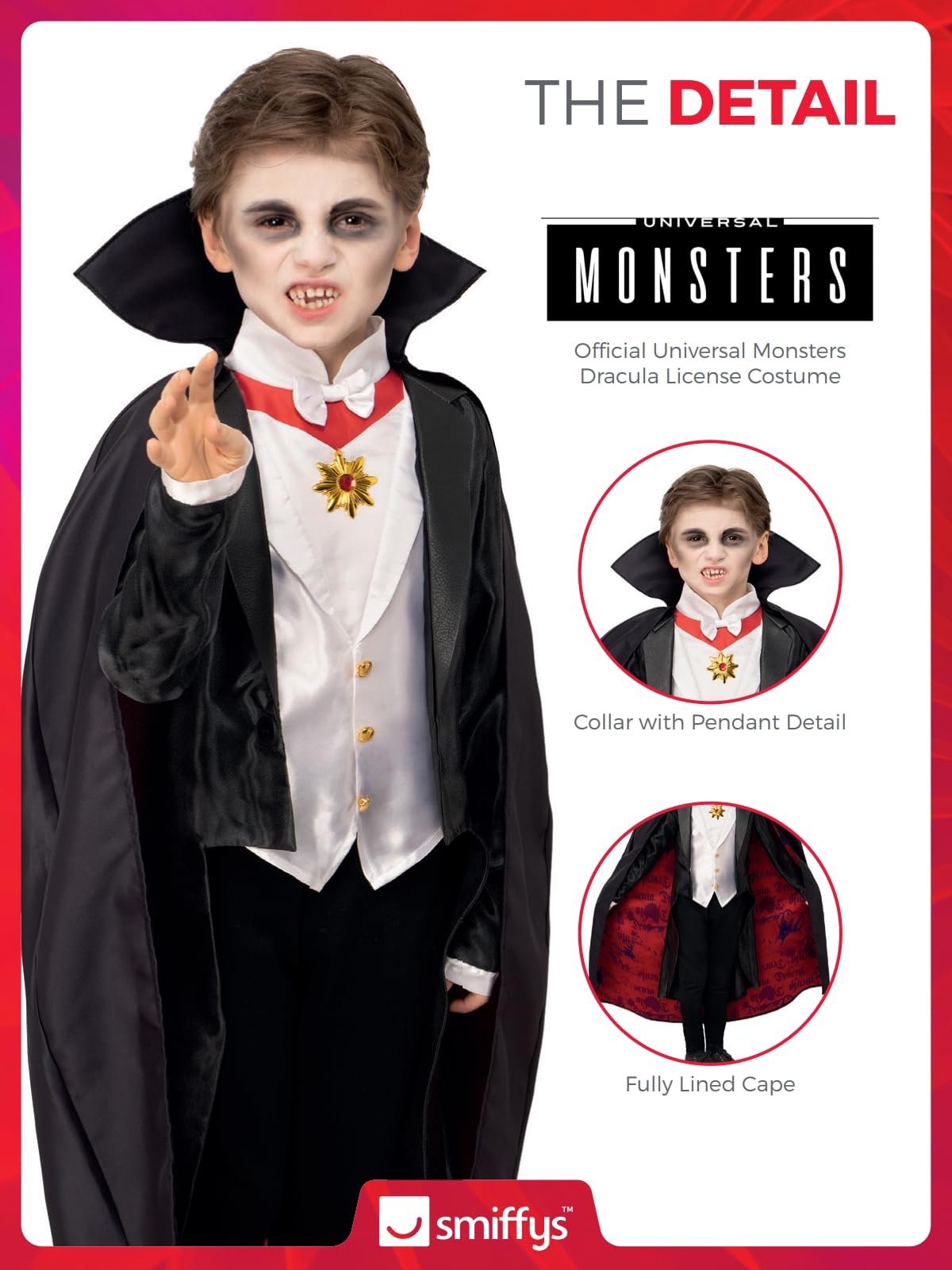 Smiffys Uniwersalny kostium Draculi z potworami Uniseks - dzieci Universal Monsters Dracula Costume