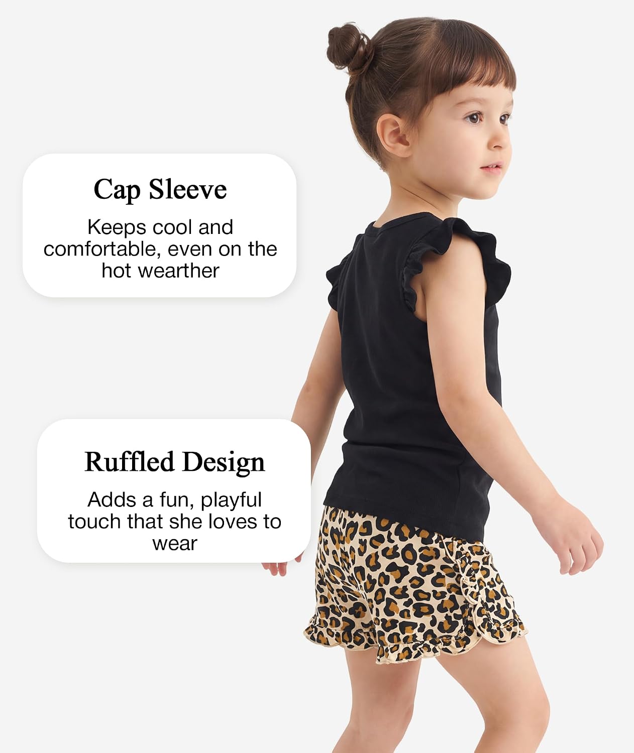 Toddler Kid Girls Summer Outfits Ruffled Cap Sleeve Shirt and Shorts Set, Viscose from Bamboo