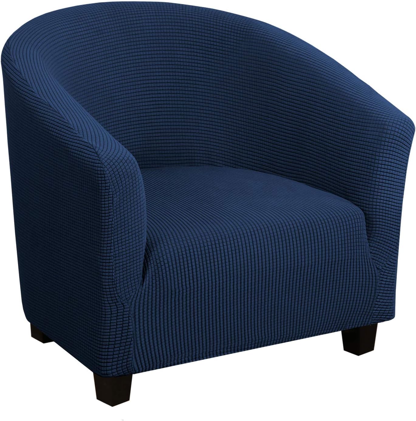 PrimeBeau High Stretch Club Chair Cover Tub Chair Cover Armchair Sofa Slipcover with Elastic Bottom Super Soft Jacquard Spandex Skid Resistance Furniture Protector (2 Piece, Navy)