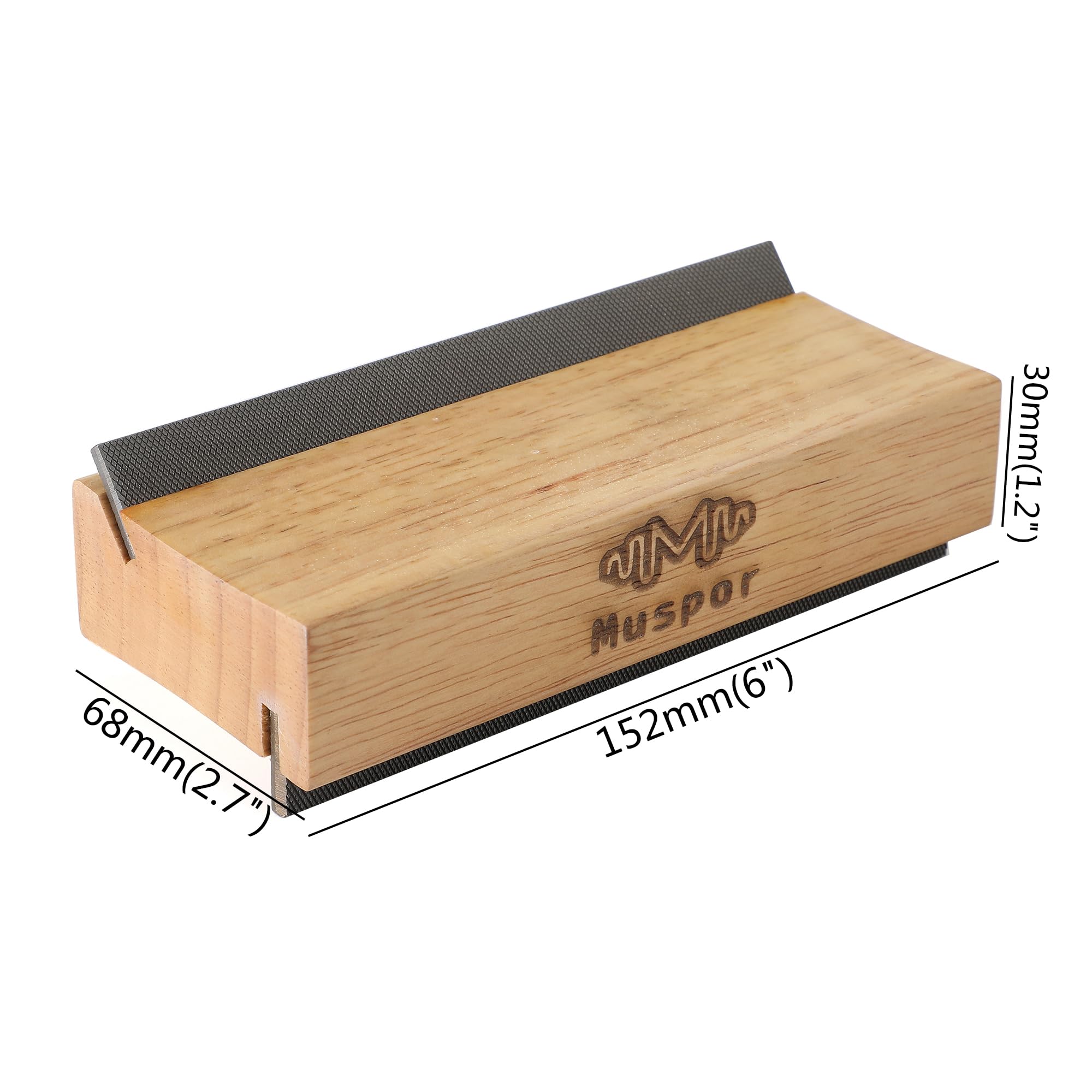 Lima de bisel 2 en 1 para trastes de guitarra de madera de olivo, ángulos de 35° y 90°, lima de bisel de doble propósito (radio de 16 pulgadas)