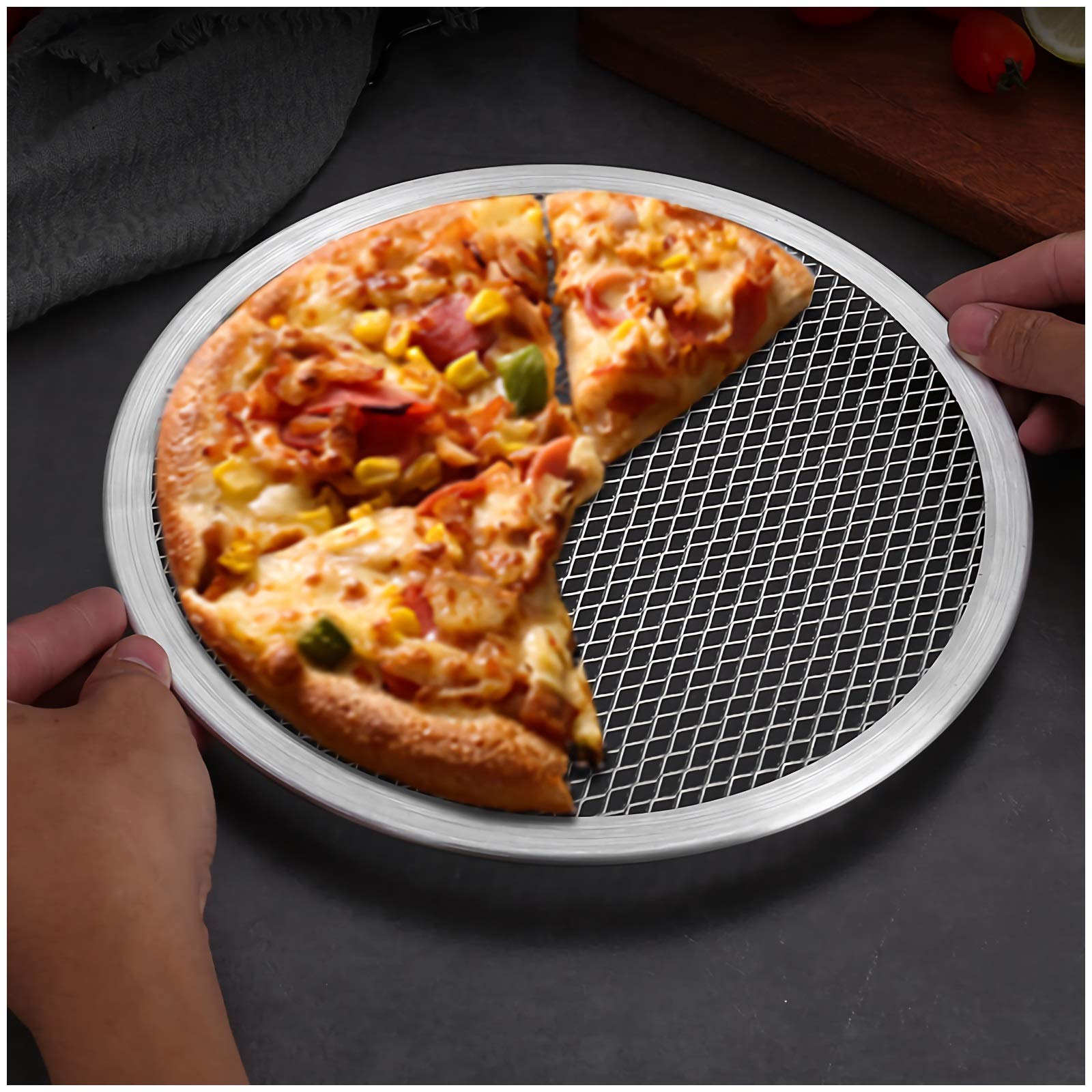 Saturey Pizzableche Pizza Pan Pizza-Bildschirm, Nahtlose Runde Aluminiumlegierung Pizza-Bildschirm, Nicht-Stick-Mesh-Pizza-Tablett, Backküchenwerkzeug for den Backofen Pizzablech (Size : 20inch)