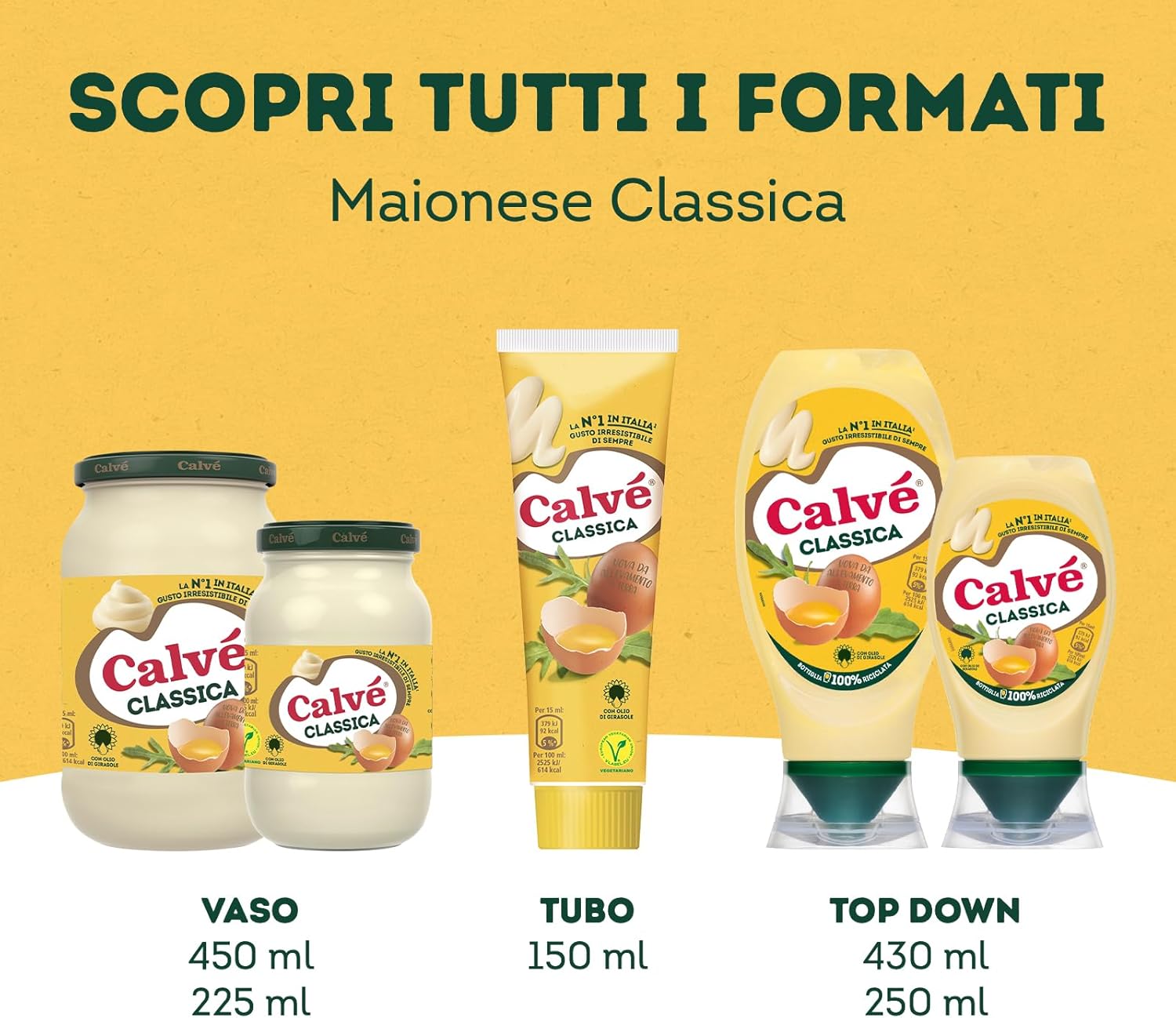 Calvé Maionese Classica, Formato 430 ml, Maionese Calvé Classica con Olio di Semi di Girasole, Ideale per Sandwich e Tartine, Senza Conservanti e Senza Zuccheri, Senza Glutine, Vegetariano 430ml - Immagine 5