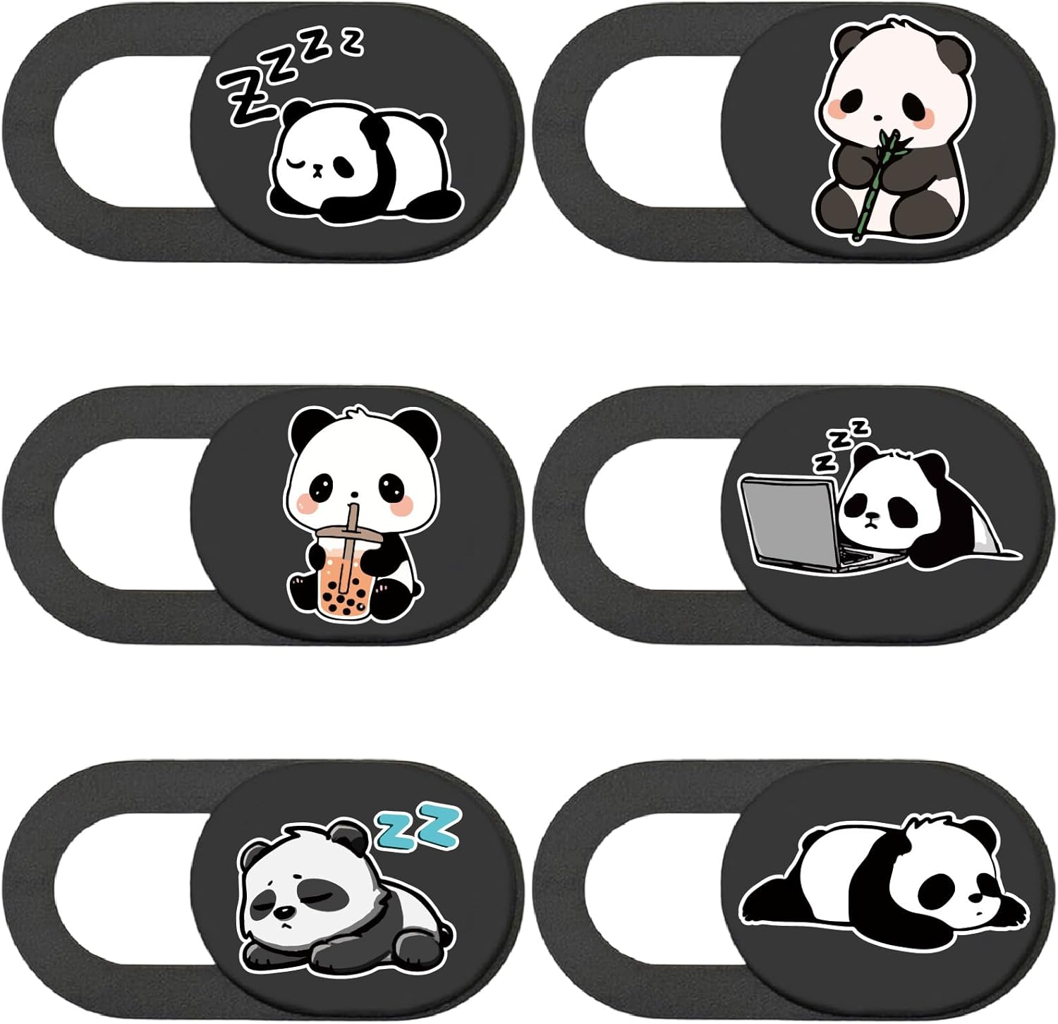 6Pcs Laptop Camera Covers Webcam Camera Cover Panda Pattern Privacy Security Guard Slide Phone Webcam Protector for Laptops Desktops Computers Smartphones Tablets Notebooks Mini PC Devices
