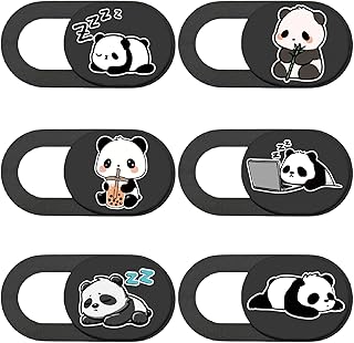 6Pcs Laptop Camera Covers Webcam Camera Cover Panda Pattern Privacy Security Guard Slide Phone Webcam Protector for Laptops Desktops Computers Smartphones Tablets Notebooks Mini PC Devices