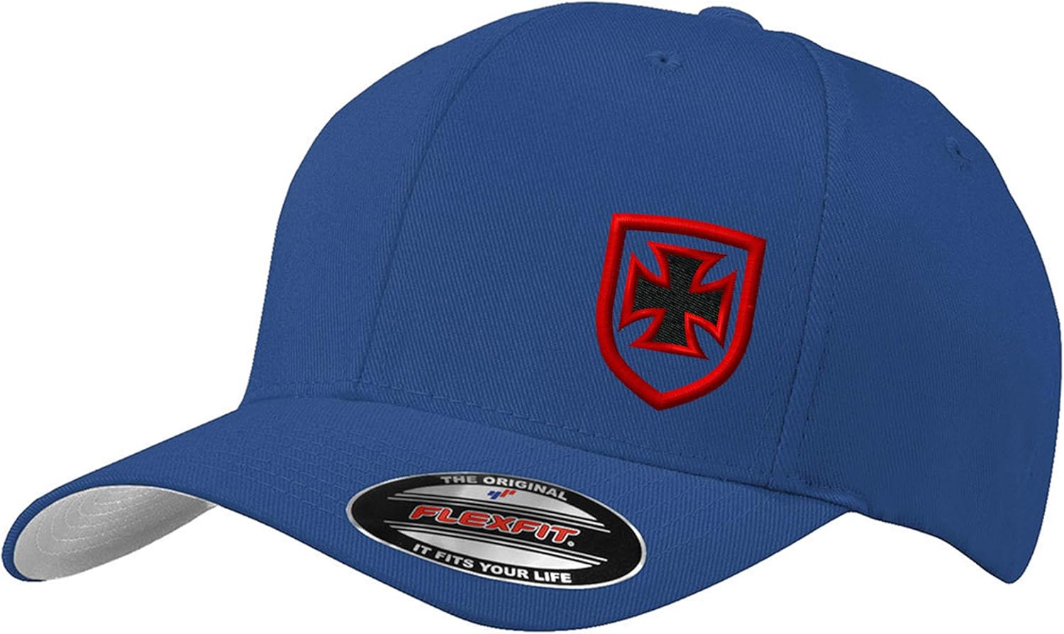 Knights Templar Crusader Cross Baseball Flex Fitted Baseball Hat | Custom Embroidered - Image 2