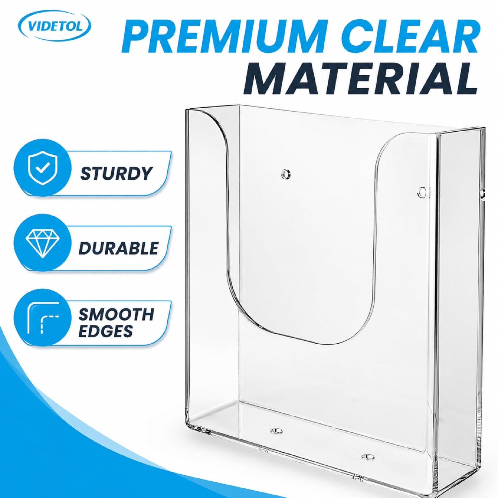 6 soportes para documentos de pared A4 de 1/3 de pulgada, soporte transparente para folletos de menú, soporte de acrílico montado en la pared para restaurante, menú, oficina, archivos,