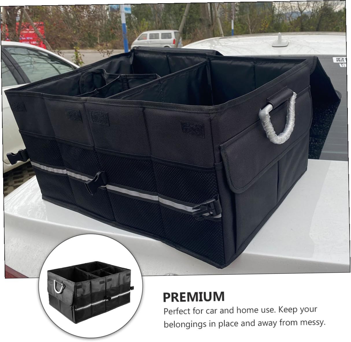 Car Foldable Storage Box Trunk Organizer Black Car Storage Case Vehicle Sundries Organizer for Travel and Daily Use