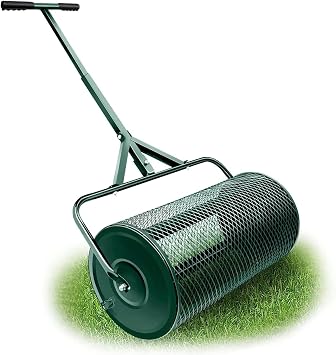24 Inch Compost Spreader, Peat Moss Spreader with Upgrade T Shaped Handle for Planting Seeding, Lawn & Garden Spreaders, for Lawn and Garden Care Manure Spreaders Roller