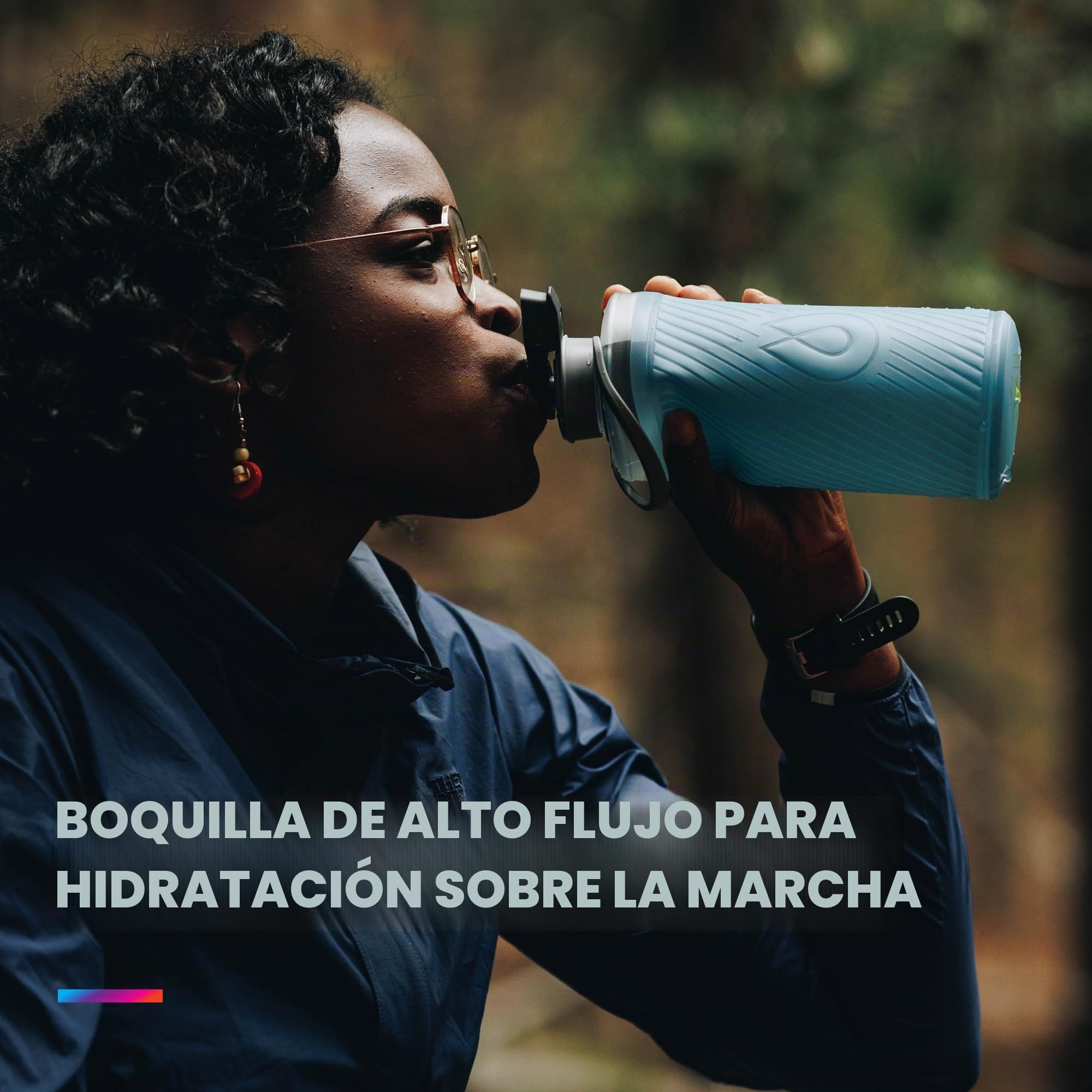 Hydrapak Flux - Botella de agua de senderismo plegable (750 ml) - Tapón de rosca sin BPA, ultraligero y antiderrames, color rojo secuoya