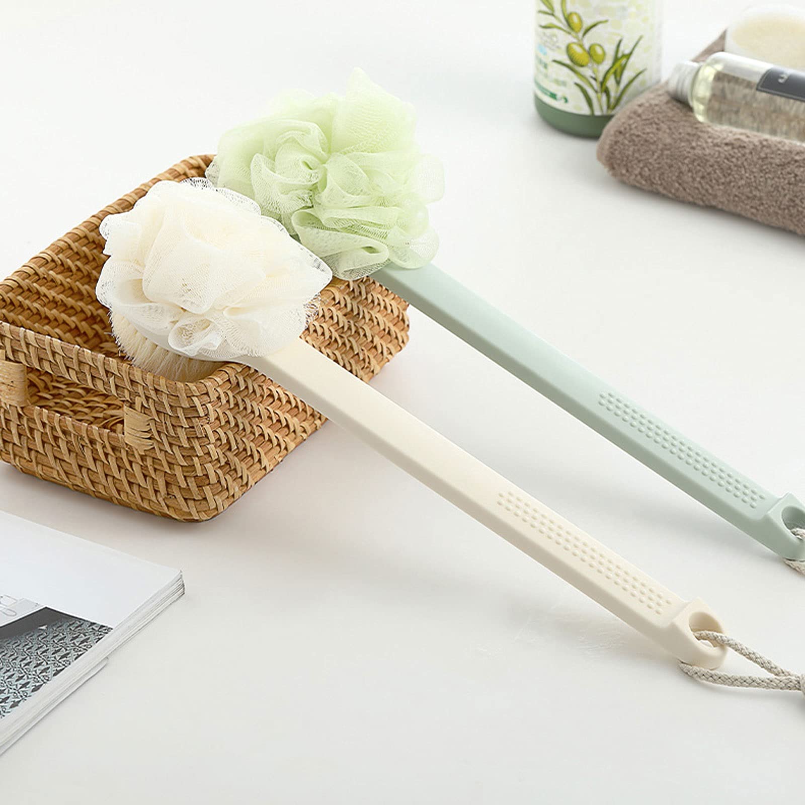Cepillo de Ducha Cepillo Corporal de Dos Piezas Cerdas Suaves de Mango Largo Exfoliante para la Espalda Artefacto para el Cuerpo Cepillo para el baño para la Espalda Cepillo para el baño de