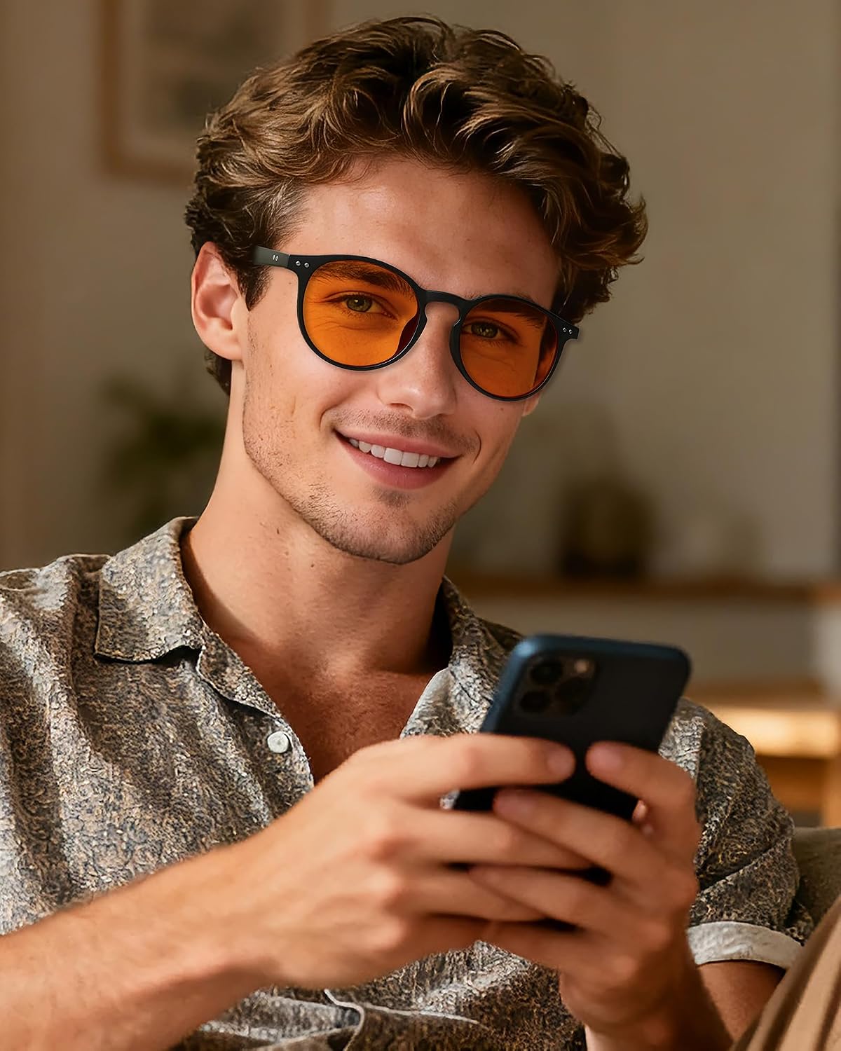 Blue Light Blocking Glasses 100 UV Protection Glasses for Men Women Computer Games TVs Mobile Phones Screens Better Sleep - الصورة 2