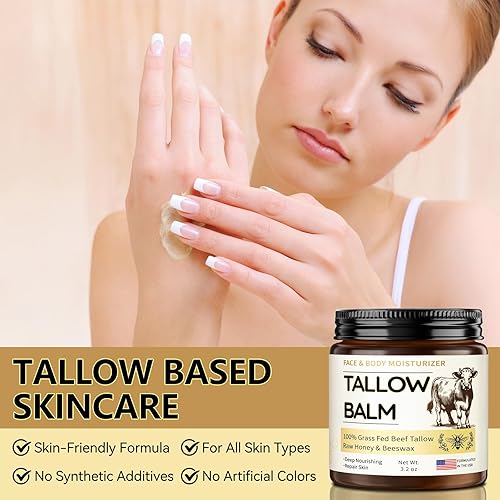 Miniatura 7 de Veakoo Sarga de ternera para la piel, sargo batido orgánico y bálsamo de miel, crema hidratante facial de ternera alimentada con hierba, crema