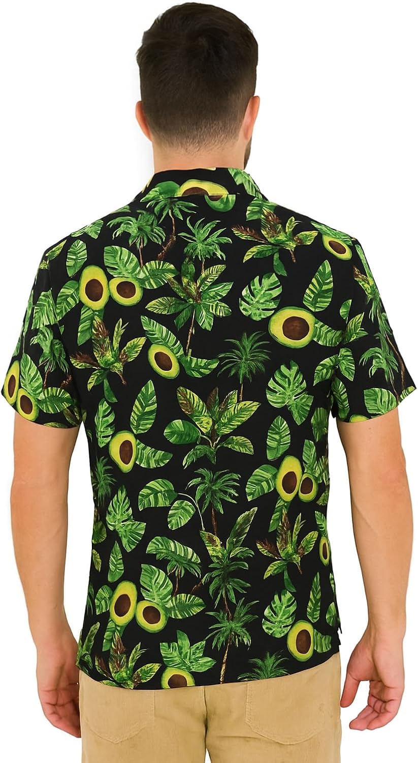 Men's Hawaiian Button Down Shirt, Short Sleeve Casual Beach Shirt, Tropical Print Collection, Regular Fit
