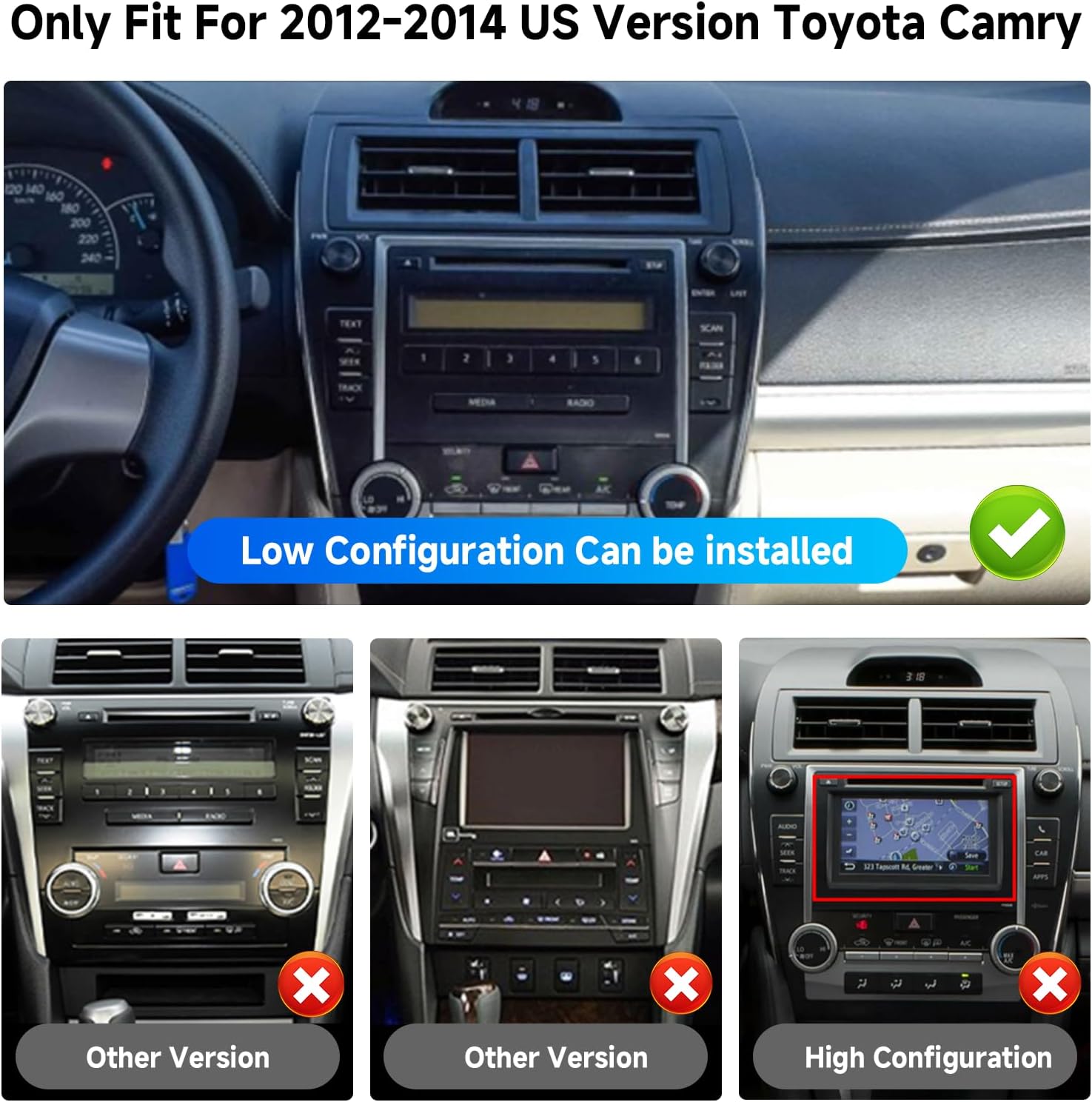 [8 CORE 4G+64G] for Toyota Camry 2012-2014 Car Radio with Wireless Carplay/Android Auto, 10.1 Inch Android 13 IPS Touch Screen Car Stereo, Bluetooth, GPS Navi, WiFi, SWC, DSP + Backup Camera