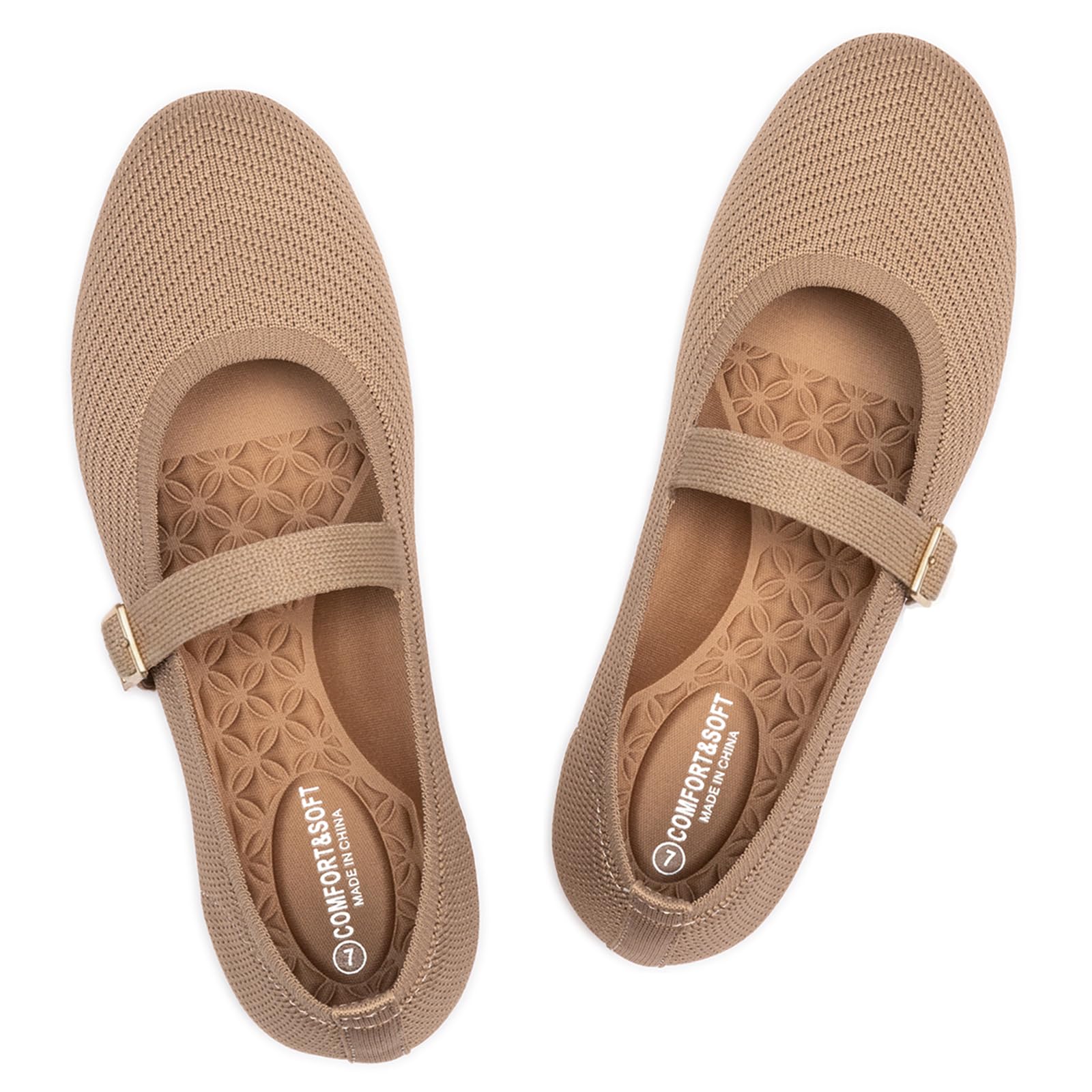 Frank Mully Women's Mary Jane Flats Comfortable Dressy Ballet Flats Casual Round Toe Slip On Washable Knitted Fabric Office Work Woman Shoes