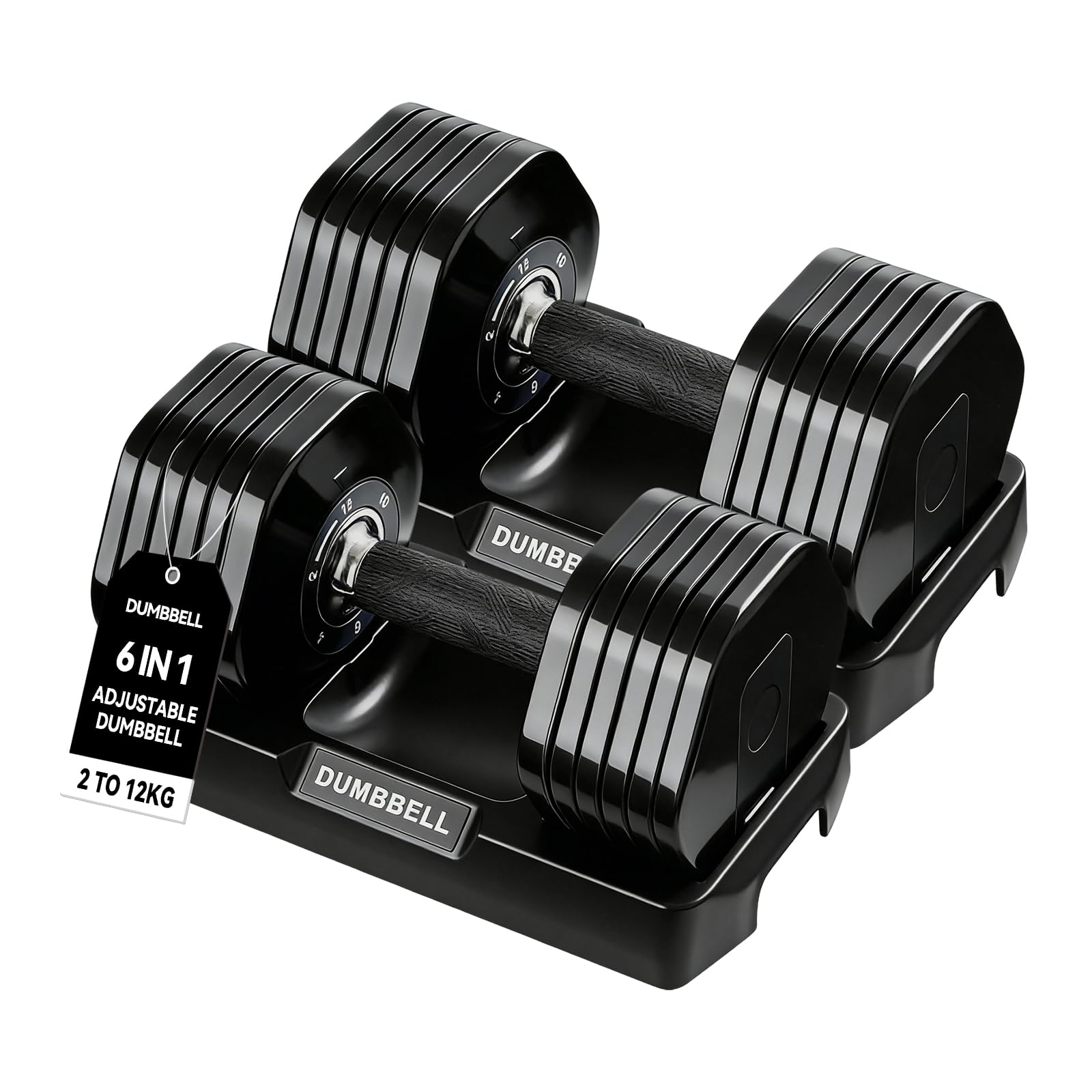 TRIOBLADE 24KG/40KG Adjustable Dumbbells for Saving Place Weights Dumbbells Set 15in1 /17in1 Fast Weight Changes NonSlip Handle Home Gym Strength Training Equipment (40kg B Style 1 Pack Black) — image 1