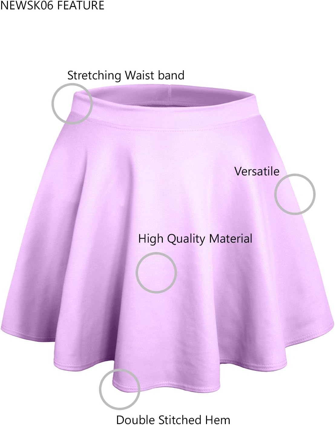 NE PEOPLE Women’s Skater Skirt – Stretch Elastic Waist Casual Mini Flared Swing Pleated Skirts Made in USA S-3XL - Image 6