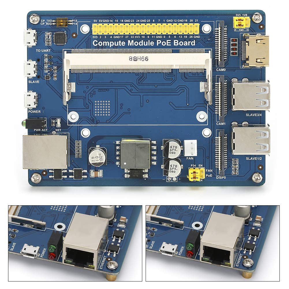 Aramox Scheda di Espansione per Modulo di Espansione PCB con POE 4 Porte USB 2 Porte per Telecamera CSI UART Ethernet DSI per Sviluppatori CM3 3Lite 3 e Progetti Embedded (Scheda di del