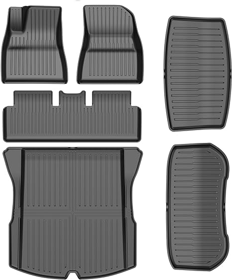 Tesla Model 3 Highland Floor Mats Custom Fit All Weather TPE Cargo Liner Cargo Trunk Accessories,Compatible 2025 2024 Tesla Model 3 (2025 2024 Model 3 Full Floor Mat Kit Set of 6