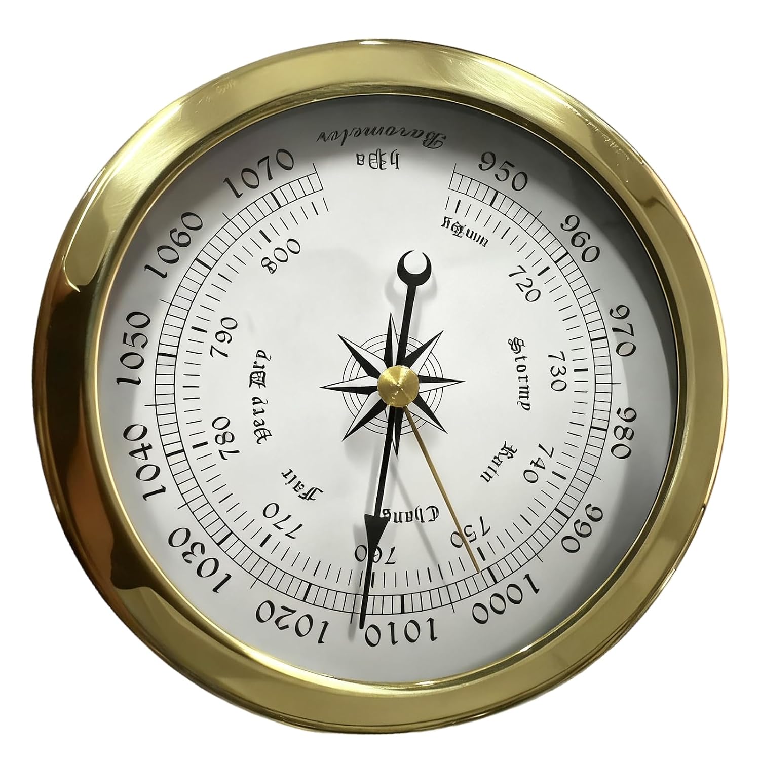 Generic Nautical Weather Barometer, 6 in Stainless Steel Clock, Fishing Gauge