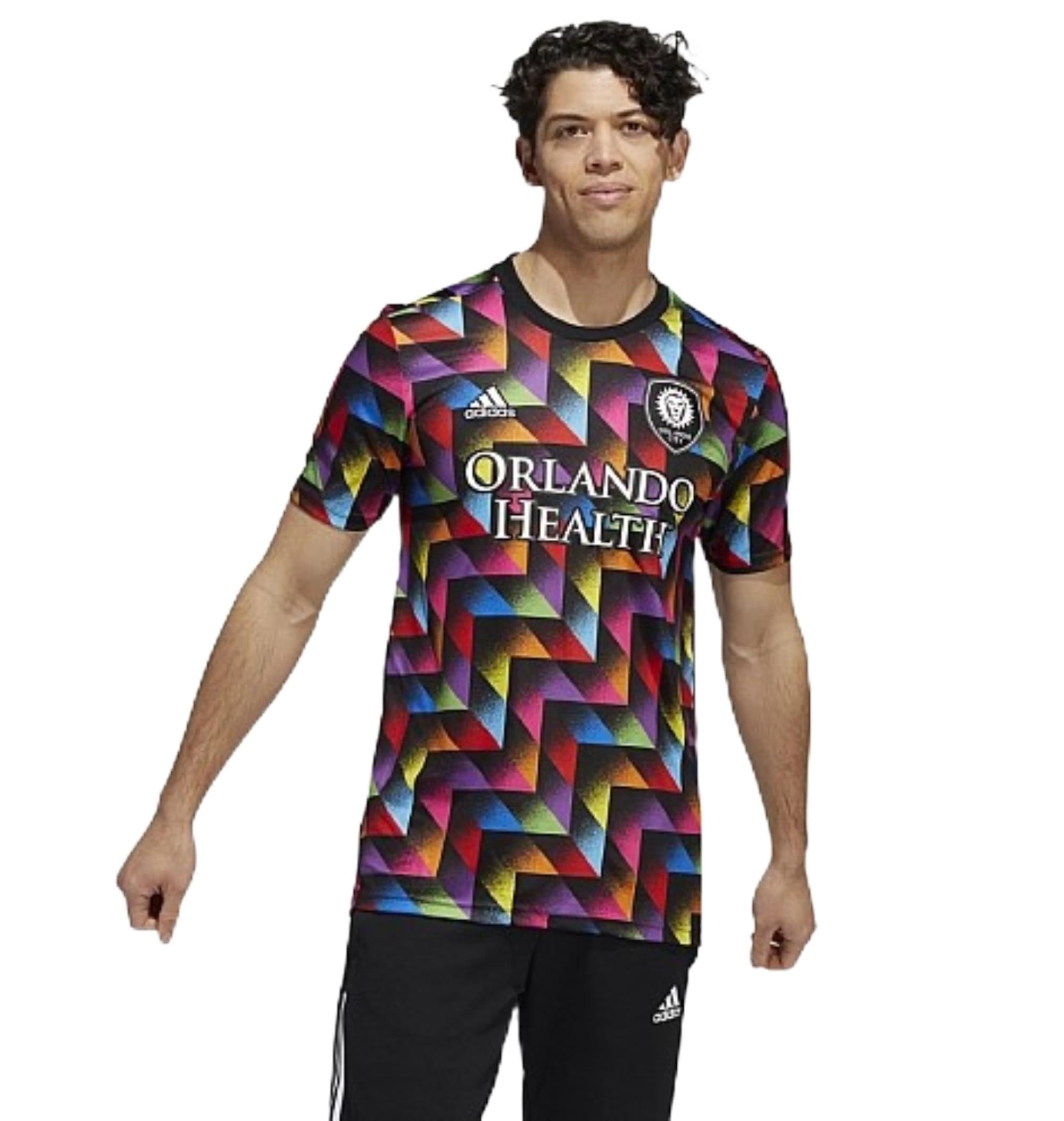 Adidas Orlando City MLS Men's Pride Pre-Match Short Sleeve Jersey, Multicolor