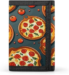 Stylish Trifold Wallet Slim Minimalist Front Pocket Cards Purse | Pizza Food Wallet for Men Women Outdoor Sports Wallets Credit Card Holder Extra Capacity Compact Wallet
