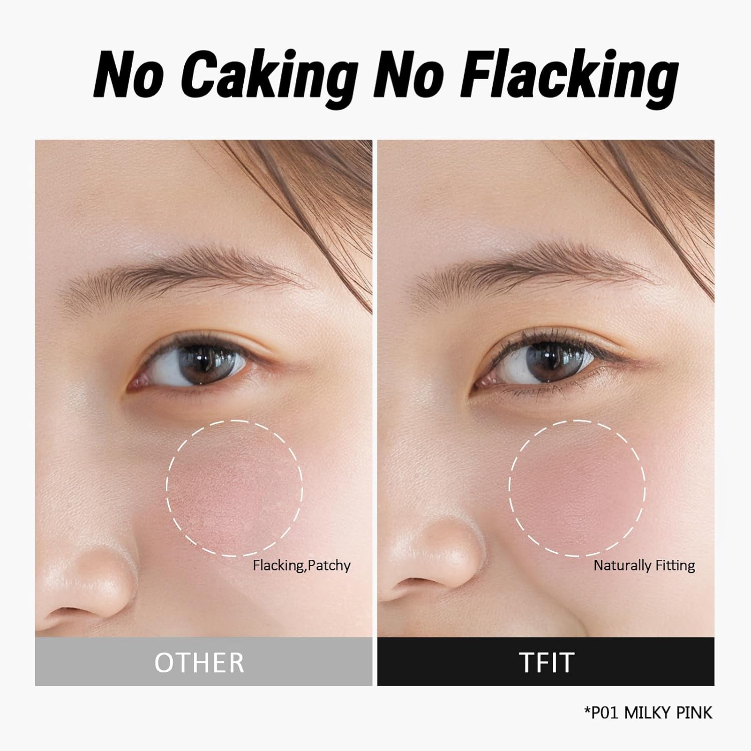 Fluffy Velvet Cushion Blush for Korean Dewy Glow | Buildable, Blendable Cream Texture | Mini Pink Blush for Cheeks | Tar Pigment Free (P01 Milky Pink, 0.1 Oz | 4g) - Image 3