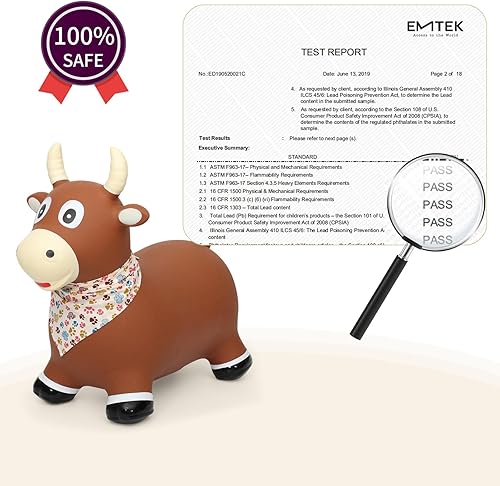 Miniatura 5 de INPANY Juguetes hinchables de salto de toros  Tolva de vaca marrón para niños pequeños, tolva inflable de animales de granja para niños, caballo