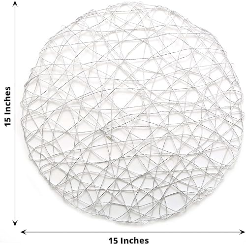 Miniatura 2 de Efavormart - Juego de 6 manteles individuales redondos de 15 pulgadas con cuerda metálica plateada para bodas, eventos, fiestas de cumpleaños