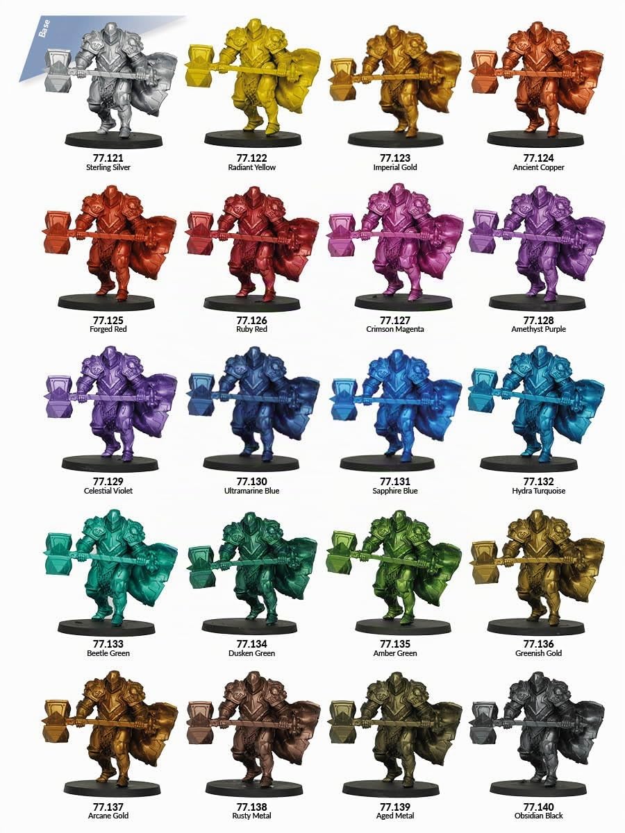 Vallejo True Metallic Metal – Maletín con Colección Completa de 80 Colores, 20 Familias Cromáticas, Pinceles y Figuras Exclusivas para Pintura y Aerografía