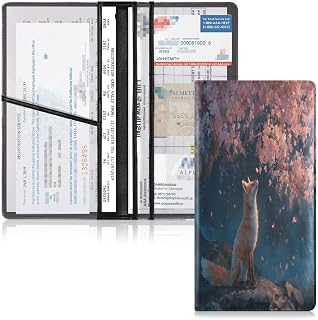 ALAZA Cherry Blossom Tree Fox Car Registration and Insurance Card Holder Vehicle Glove Box Car Organizer Driver License Documents Holder Waller Case Organizers