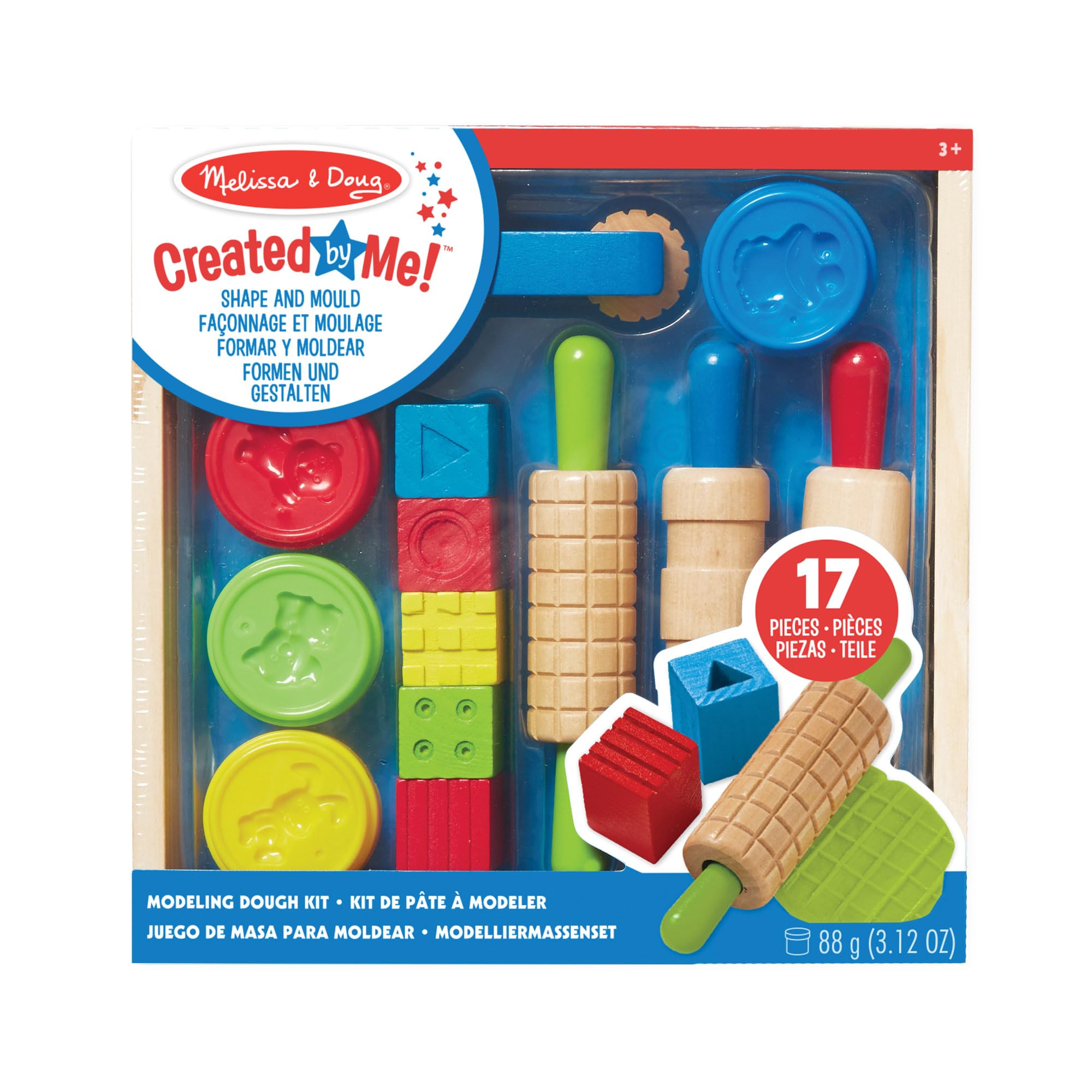 Melissa & Doug Shape, Model, and Mould Craft Activity Set - 4 Tubs of Modelling Dough and Tools Arts And Crafts For Kids Ages 3+