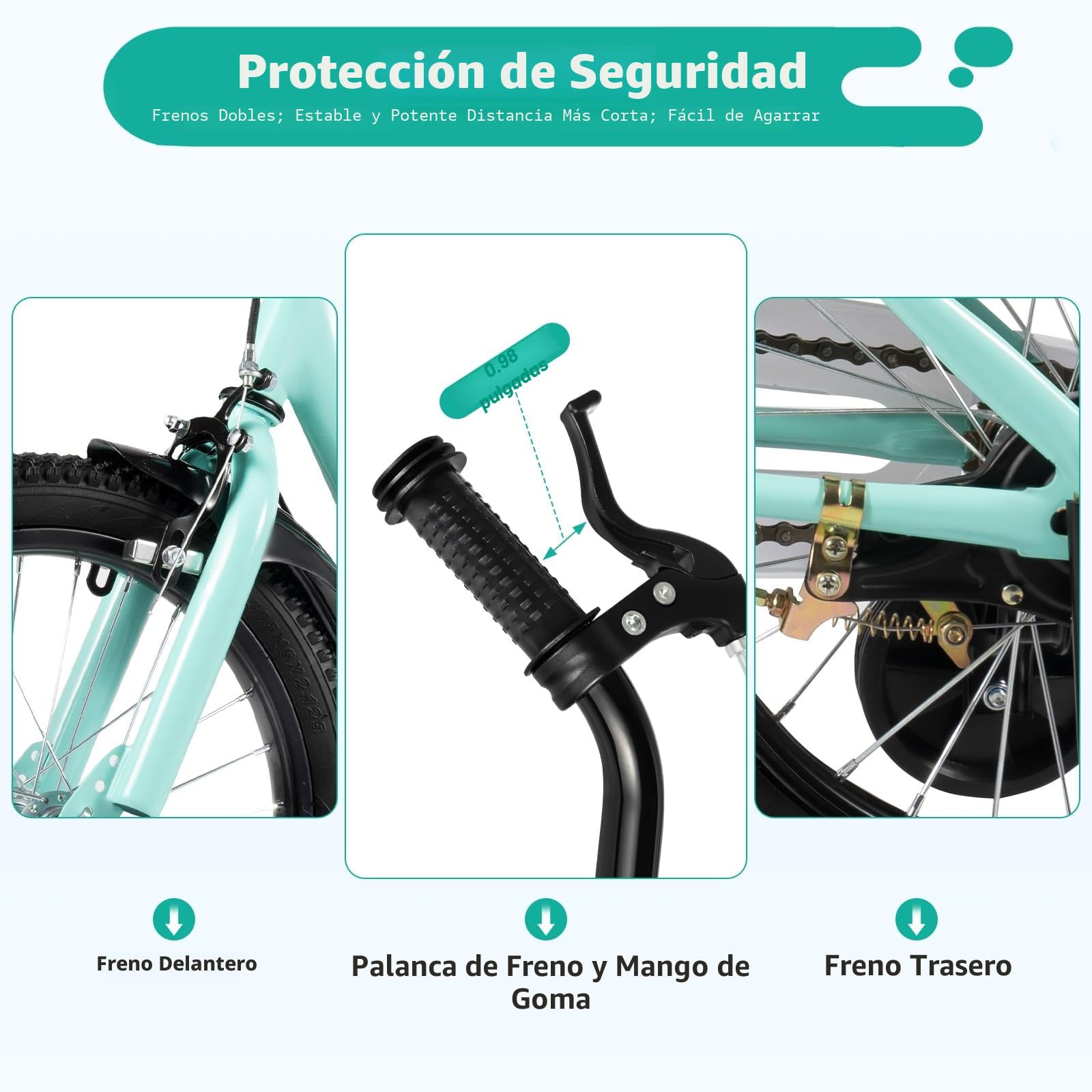Bicicleta infantil de 16 pulgadas a partir de 4-8 años, para niños y niñas, con ruedas de apoyo, altura ajustable, color verde y negro