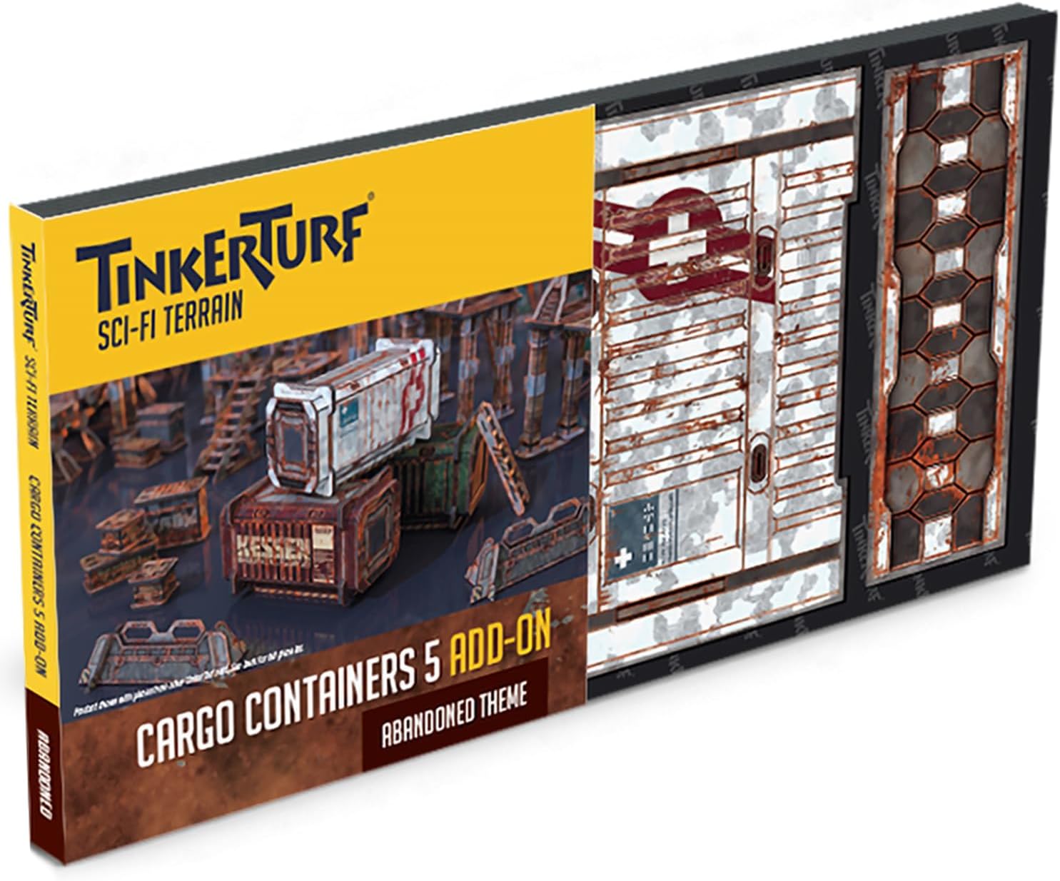 TinkerTurf Sci-Fi Terrain: Cargo Containers 5 Add-On, 3 Containers Included, Neutral Theme, Modeular Design, Easy Storage, Virtually Limitless Setups