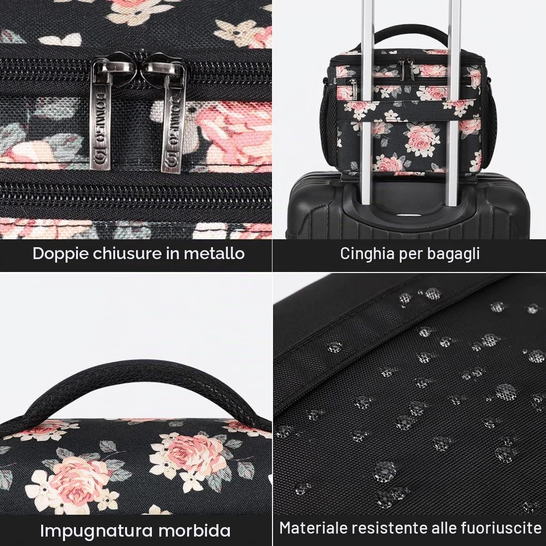 DOMISO Porta Borsa Custodia Macchina Fotografica Borsa Fotocamera Custodia Fotocamera Compatta Tracolla Reflex DSLR/SLR/Mirrorless Piccola per Canon EOS r100 2000d/Sony Alpha 6100,Fiore