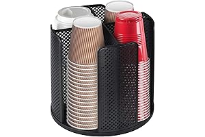 Coffee Cup Dispenser: Rotatable Cups and Lids Holder