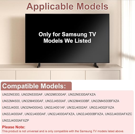 Replacement TV Stand Legs for Samsung TV, Specifically Designed for Models UN32N5300AFXZA, UN32M4500BFXZA, UN32N5300, UN32M4500, UN32M4500AF, UN32J4500AF, UN32J4000AFXZA, Includes Screws