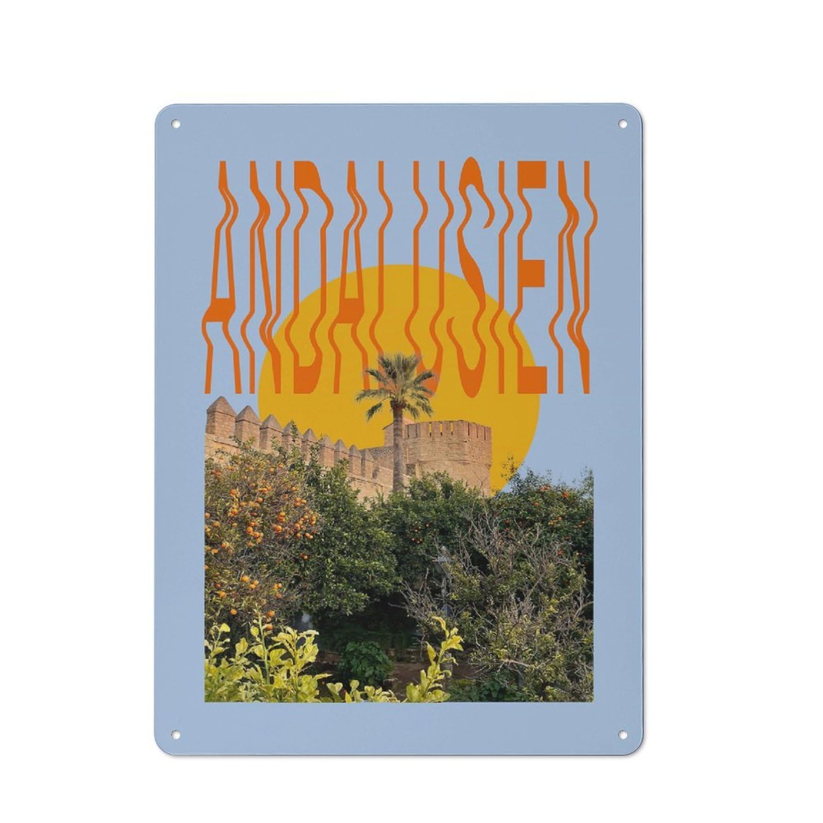 Junmoney Style-2 Understated Andalusia Travel (2) Metal Wall Plaque 40X30cm, Creative Space Decor For Office, Study, Studio Or Hallway
