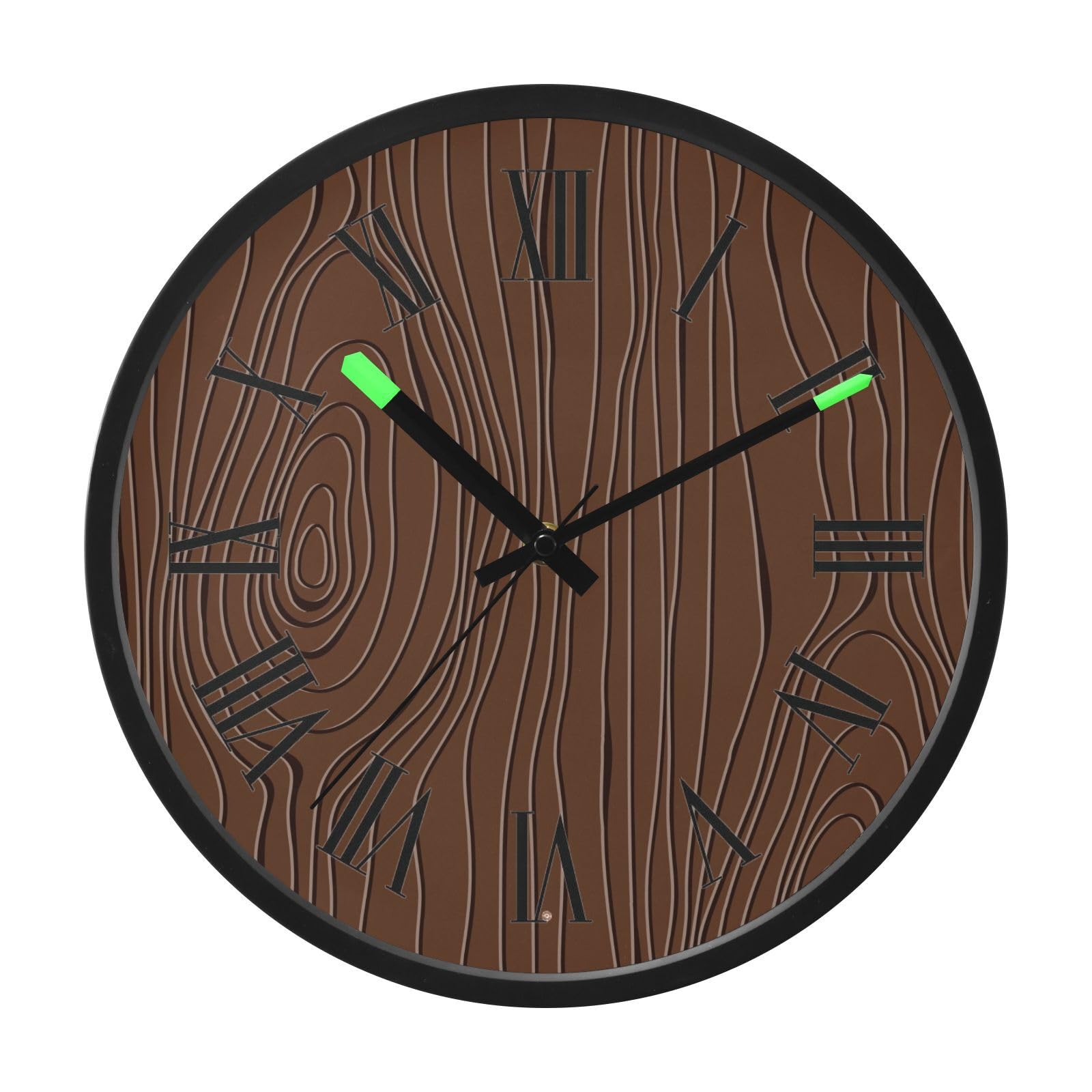 Horloge murale lumineuse en bois marron de 30 cm pour un salon moderne