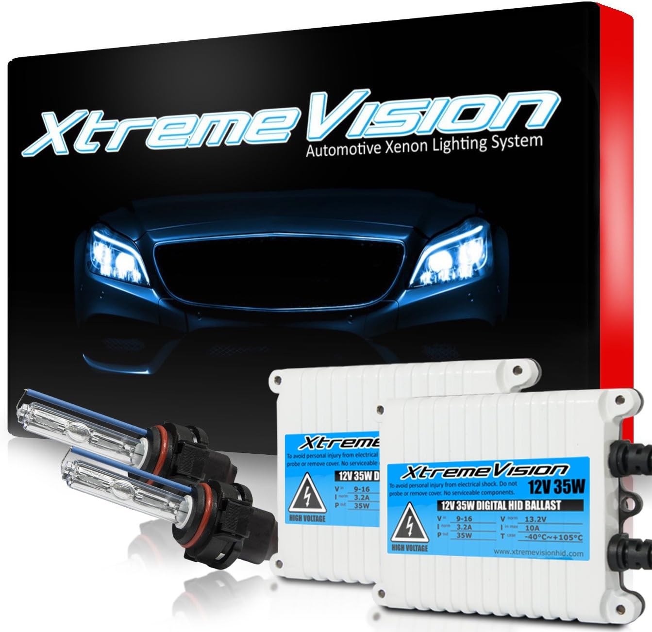 XtremeVision 5202 8K 35W AC Xenon Bundle - Xenon Headlight Bulb with Slim AC Ballast - H16 / 9009 8000K Medium Blue - Xenon Bulbs - 1 Pair