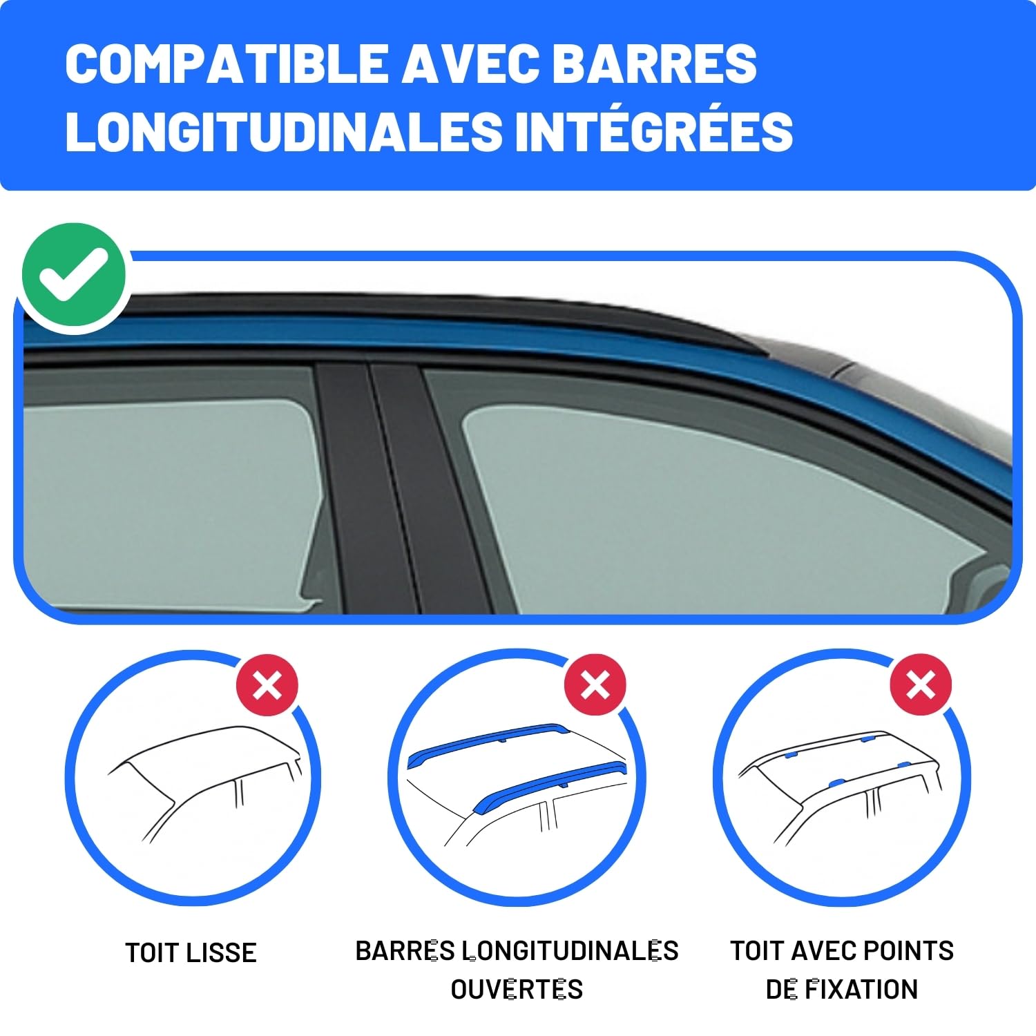Mont Blanc Barres de Toit Acier ReadyFit 201 - pour 3008 (2016) | Pack de 2 barres de toit gamme ACTIVA pour rails intégrés. Prêtes à poser, charge 100 kg, 4 serrures à clés, garantie 5 ans.