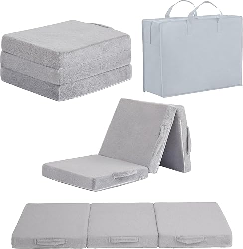 Colchón plegable para niños, lavable para niños, tapete triple plegable para siesta para dormir, guardería, sofá cama con bolsa de almacenamiento