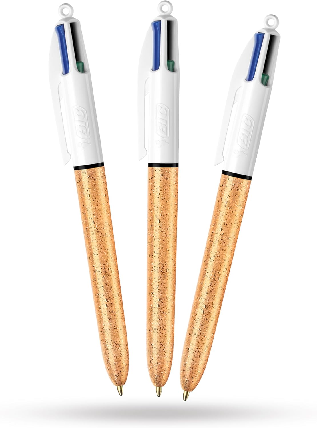 BIC 4-Colour Champagne Pens Multi Pen Retractable Frosted Gold Barrel Design Multicolour Pen With Four Assorted Vibrant Inks Multi Coloured Pens All in One for School Office (Pack of 12)